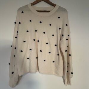 Madewell Cream Sweater with Black Polka Dots
